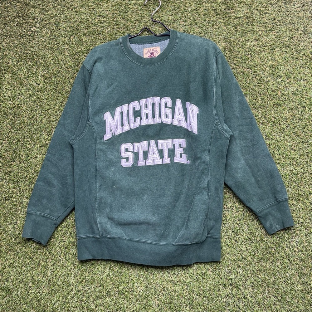 Vintage Michigan State Spartans Sweatshirt Mens Medium MSU Crewneck Faded 90s
